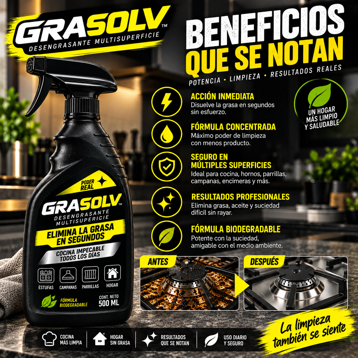 GRASOLV: beneficios y limpieza de una estufa
